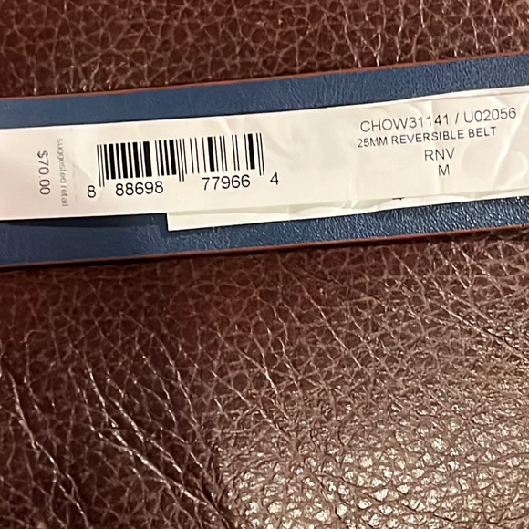 Cole Haan reversible leather belt pink/blue gold buckle - Picture 5 of 8